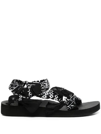 Arizona Love Trekky Bandana-print Gauze Sandals In Black