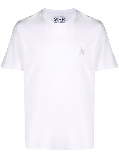 Golden Goose Glitter Logo-print Short-sleeve T-shirt In White