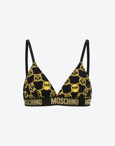 Moschino Double Question Mark Chain Triangle Bra In White