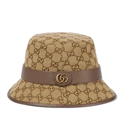 Gucci Gg Canvas Bucket Hat In Cacao/beige