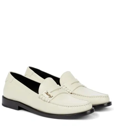 Saint Laurent Le Loafer Leather Loafers In White