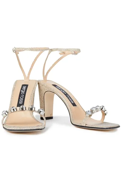 Sergio Rossi Sr1 Crystal-embellished Lurex Sandals In Platinum