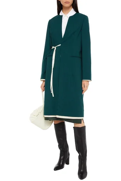 Marni Wool Wrap Coat In Emerald