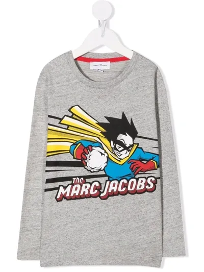 The Marc Jacobs Comic Logo Print Sweatshirt In 灰色