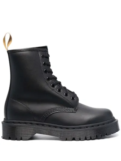 Dr. Martens' Faux Leather Lace-up Ankle Boots In Black Smooth