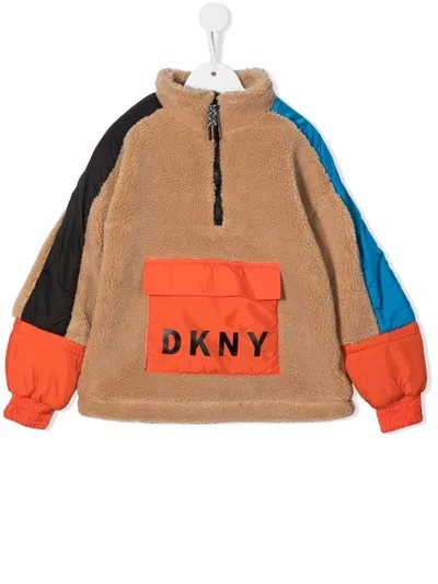 Dkny Colour-block Fleece Sweatshirt In 中性色