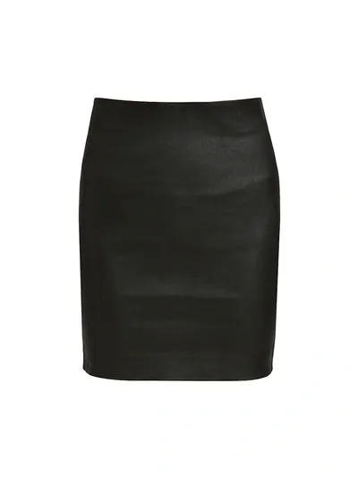 Sprwmn Fitted Leather High-waisted Miniskirt In Black