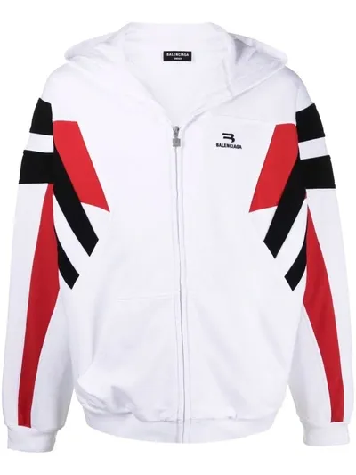 Balenciaga Sporty B Zip-up Tracksuit Hoodie In White