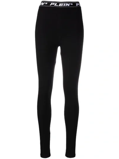 Philipp Plein Gem Logo-waistband Leggings In Schwarz