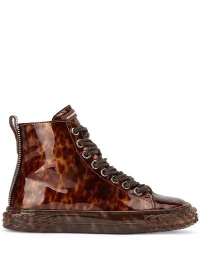 Giuseppe Zanotti Blabber Tortoiseshell-effect High-top Sneakers In Braun