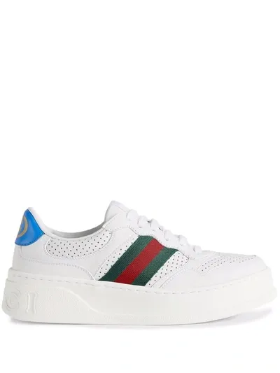 Gucci 50mm Chunky B Leather Sneakers In White