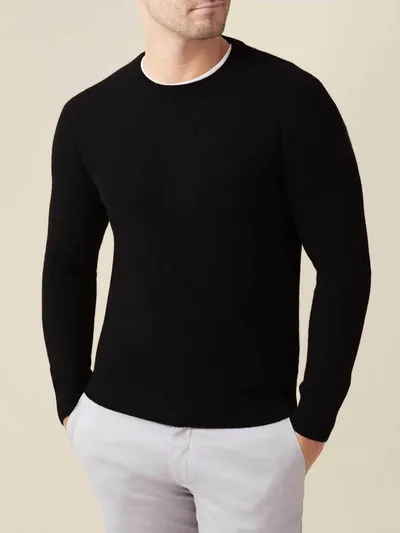 Luca Faloni Black Pure Cashmere Crew Neck