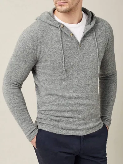 Luca Faloni Dolomiti Grey Pure Cashmere Hoodie