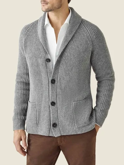 Luca Faloni Dolomiti Grey Chunky Knit Cashmere Cardigan