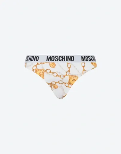 Moschino All-over Teddy Chain Stretch Briefs In White