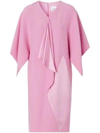 Burberry Cape-detail Silk Dress In Rosa