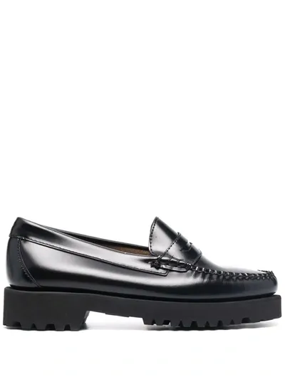 G.h. Bass & Co. Glossy Leather Loafers In Black