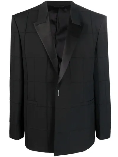 Givenchy Check-pattern Single-breasted Blazer In Schwarz