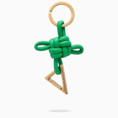 Bottega Veneta Green Knotted Keyring With Triangle