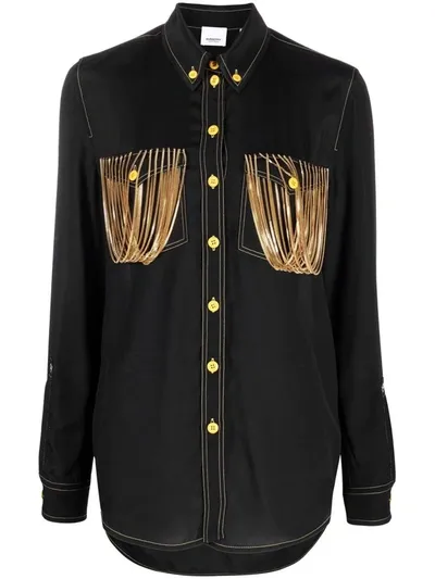 Burberry Chain Pocket Detail Shirt In Black