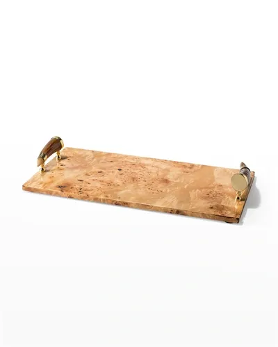 Ladorada Burl Veneer Large Serving Board With Horn Handles