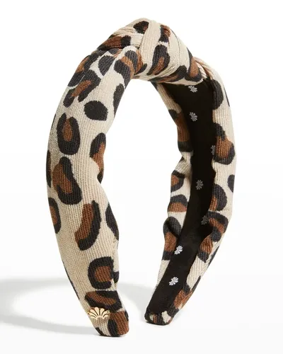 Lele Sadoughi Leopard-print Corduroy Knotted Headband In Animal Print