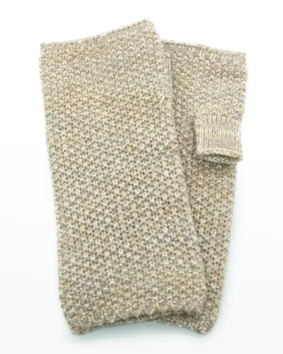 Portolano Cashmere Arm Warmers W/ Thumbhole Cuffs In Bleached White