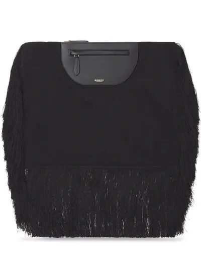 Burberry Olympia Fringe-detail Clutch Bag In Schwarz