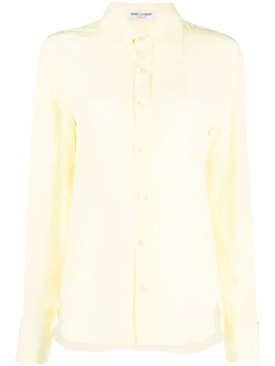 Saint Laurent Yellow Silk Semi-transparent Shirt