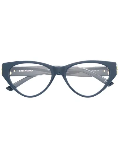 Balenciaga Double B Logo Cat-eye Glasses In 蓝色