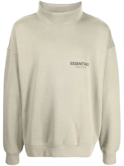 Essentials Logo-print Mock-neck Sweatshirt In Green