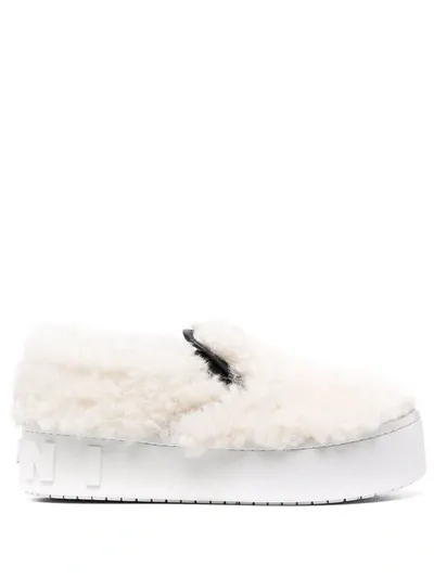 Marni Platform Fur Sneakers In White