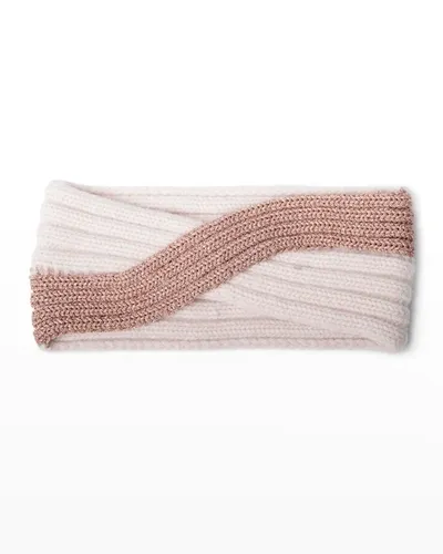 Portolano Crisscross Cashmere Knit Headband In Soft Pink