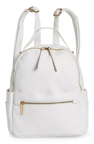 Mali + Lili Isabella Vegan Leather Organizational Backpack In Winter White