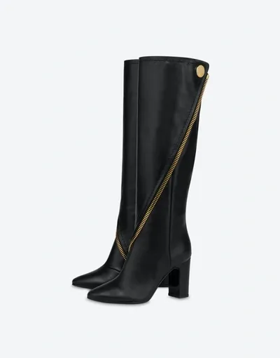 Moschino Couture Biker Nappa Boots In Black