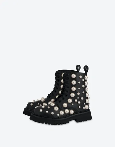 Moschino Women's Embellished Booties In Black