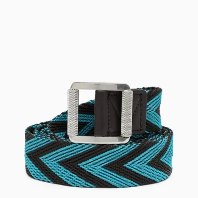 Bottega Veneta Fondant-light Blue Chevron Belt In Multicolor