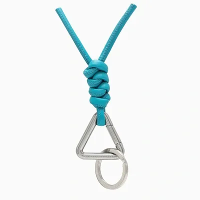 Bottega Veneta Petrol Blue Knotted Charm Keyring In Light Blue