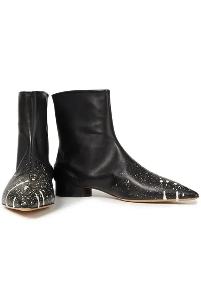 Maison Margiela Painted Leather Ankle Boots In Black