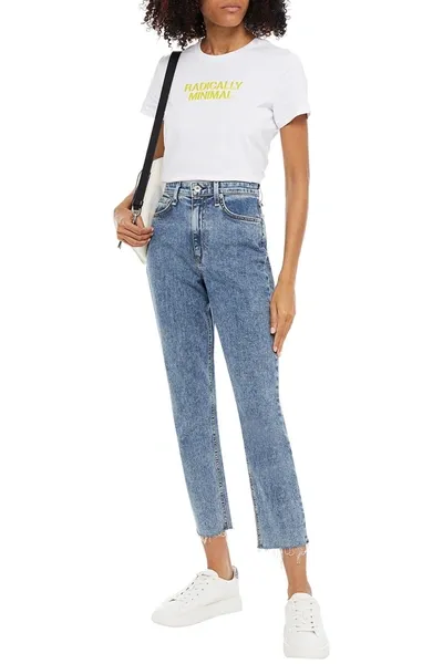 Rag & Bone Nina Cropped High-rise Tapered Jeans In Mid Denim