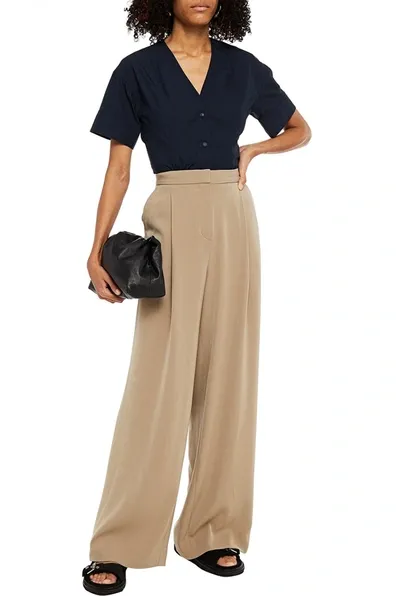 Rag & Bone Pleated Twill Wide-leg Pants In Neutrals