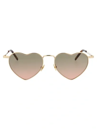 Saint Laurent Eyewear Loulou Heart Frame Sunglasses In Gold