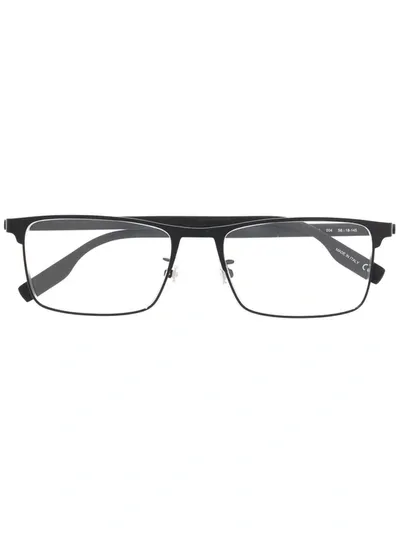 Montblanc Polished-effect Rectangle-frame Glasses In Black