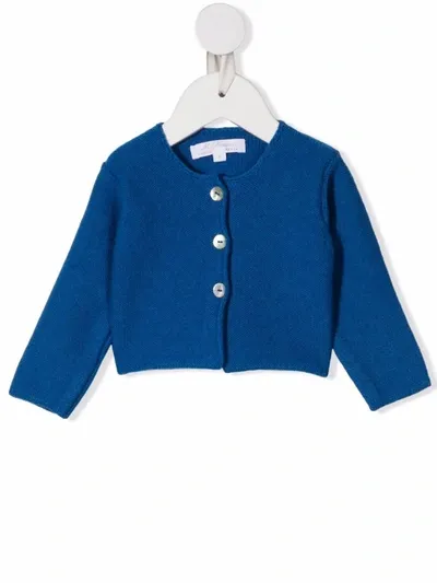 Mariella Ferrari Babies' Crew-neck Cardigan In Blue