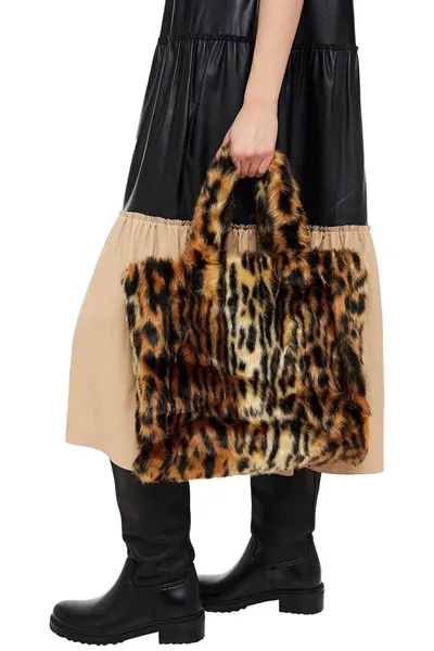 Stand Studio Lola Tiger-print Faux Fur Tote In Animal Print