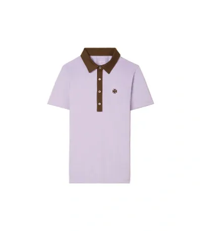 Tory Sport Performance Piqué Color-block Polo In Lavender Field/dark Roast