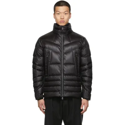 Moncler Funnel Neck Zip-up Down Jacket In Black