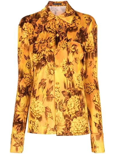 Kwaidan Editions Yellow Printed Velour Shirt