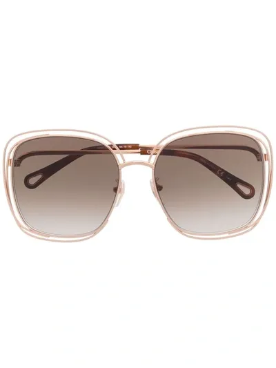 Chloé Oversize Frame Sunglasses In Metallic