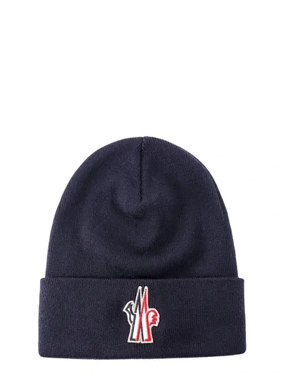 Moncler Grenoble Logo Patch Beanie In Navy